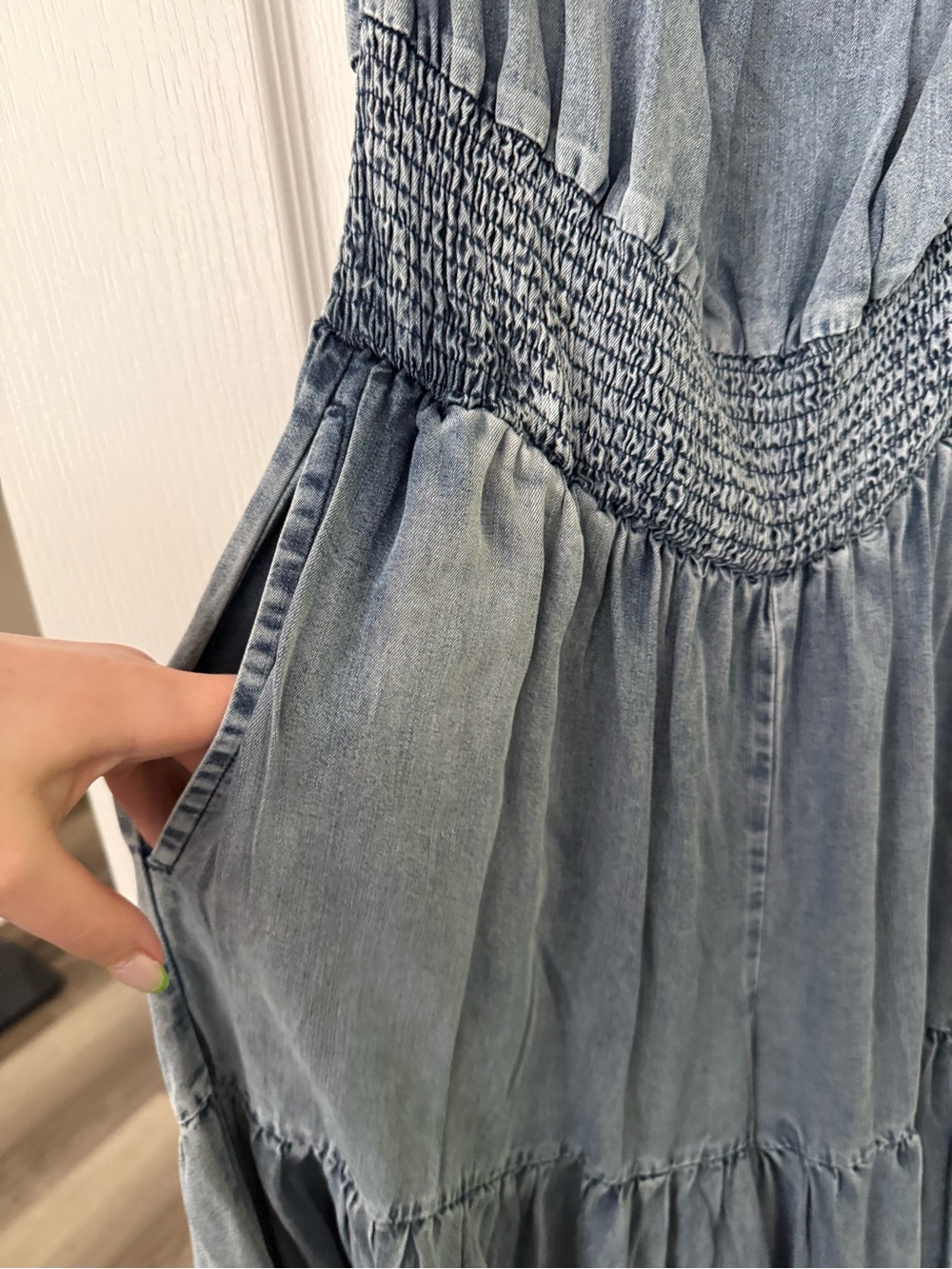 Oli & Hali Light Blue Harlow Wide Leg Chambray Jumpsuit - Picture 8 of 12
